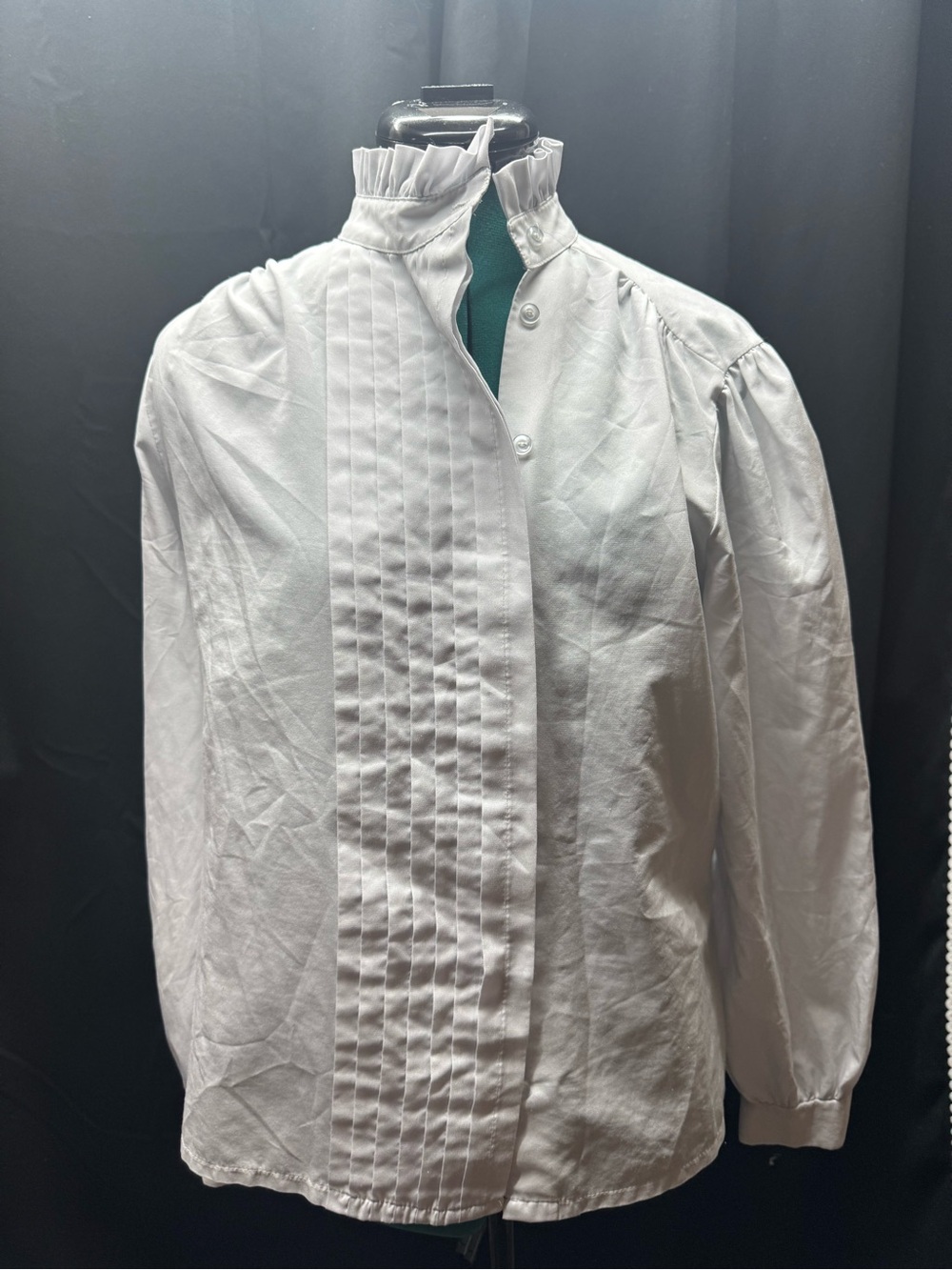 Women’s White Pintuck High-Neck Blouse